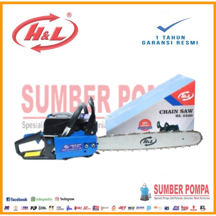 Alat Potong Pohon Chainsaw H&L 5200 Mesin Gergaji Tebang Kayu Senso