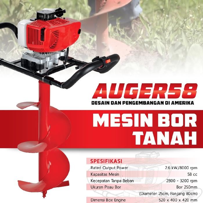 MESIN BOR TANAH 25 CM PROQUIP AUGER 58 / MESIN BOR TANAH PROQUIP