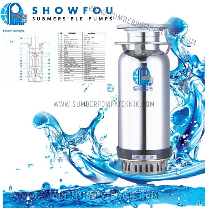 Pompa Celup Tambak Udang 3HP 4"Inchi SHOWFOU KS.332 Submersible pump