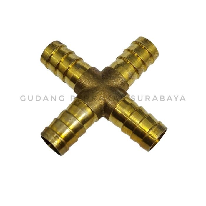 SAMBUNGAN SELANG CROSS TYPE HOSE BARB SAMBUNGAN SELANG ANGIN CABANG 4