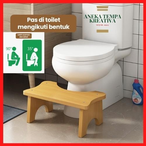 Bangku Pijakan Kloset Kayu Kaki WC Duduk Sehat - Dingklik Kayu Bulat *