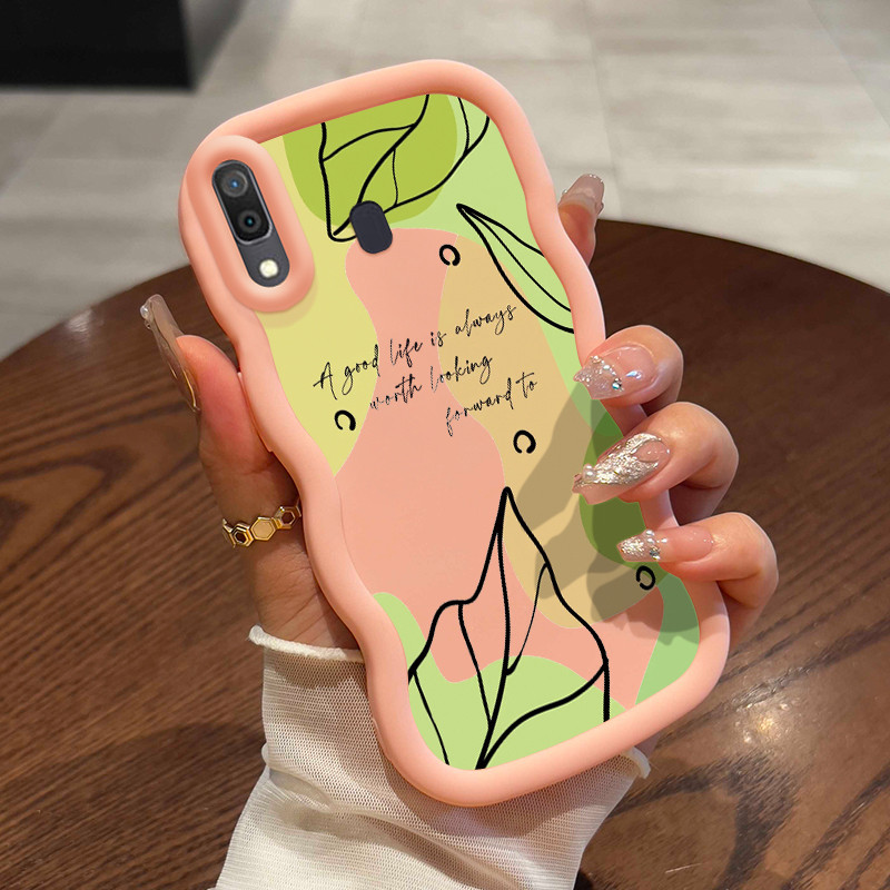 Casing HP Untuk Samsung A20 A30 M10s Case Daun hijau Kasus Lembut Kesing Cesing lunak Silikon Softca