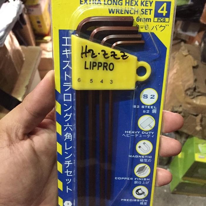 Ready KUNCI L SET PANJANG 4 PCS EXTRA LONG PLAT LIPPRO 161-S4