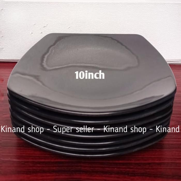 Lagi Promo 6 Pcs Piring Melamin Besar Jumbo 10 Inch Melamin Hitam Kotak Sale