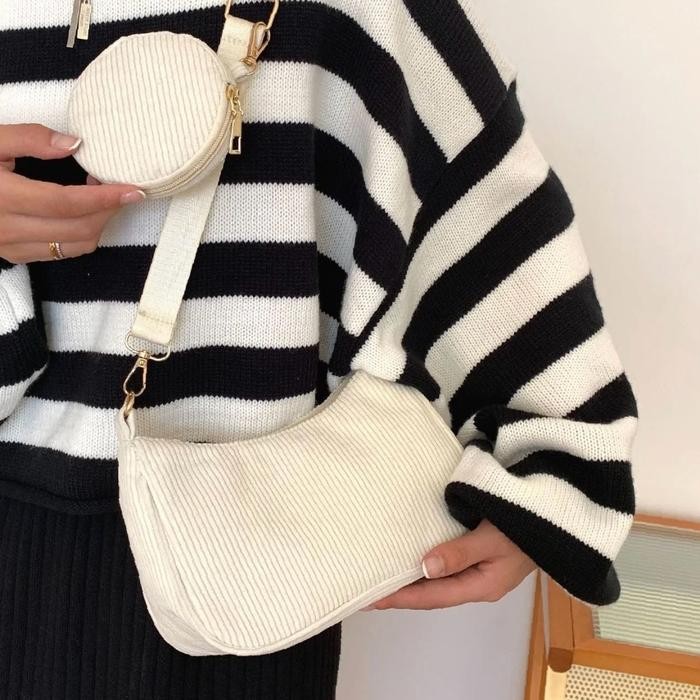 

XU525 Benita Tas Selempang Corduroy Wanita Tas Slingbag Wanita Tas Bahu Tas Selempang Setrip BOOM