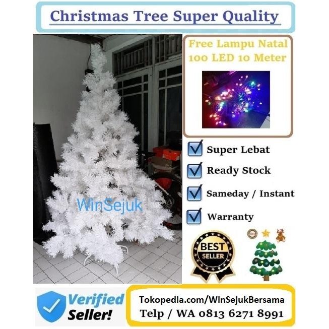 Pohon Natal 120 Cm Putih Salju / Pohon Natal 4 Feet / Christmas Tree