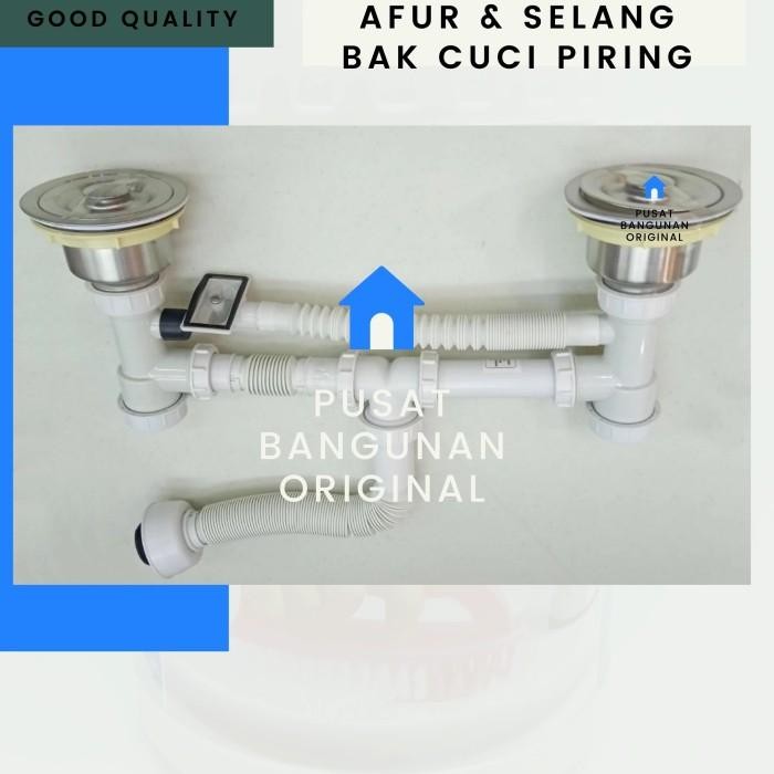 (Allthebest) AFUR SELANG PEMBUANGAN BAK CUCI PIRING KITCHEN SINK WASTAFEL 2 LUBANG