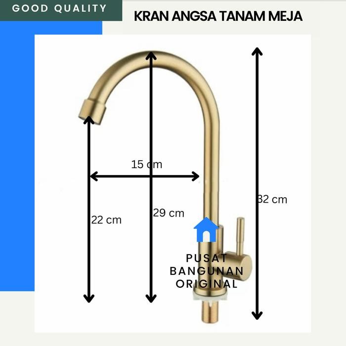 KRAN CUCI PIRING KERAN DAPUR TANAM MEJA STAINLESS EMAS GOLD DINGIN 304