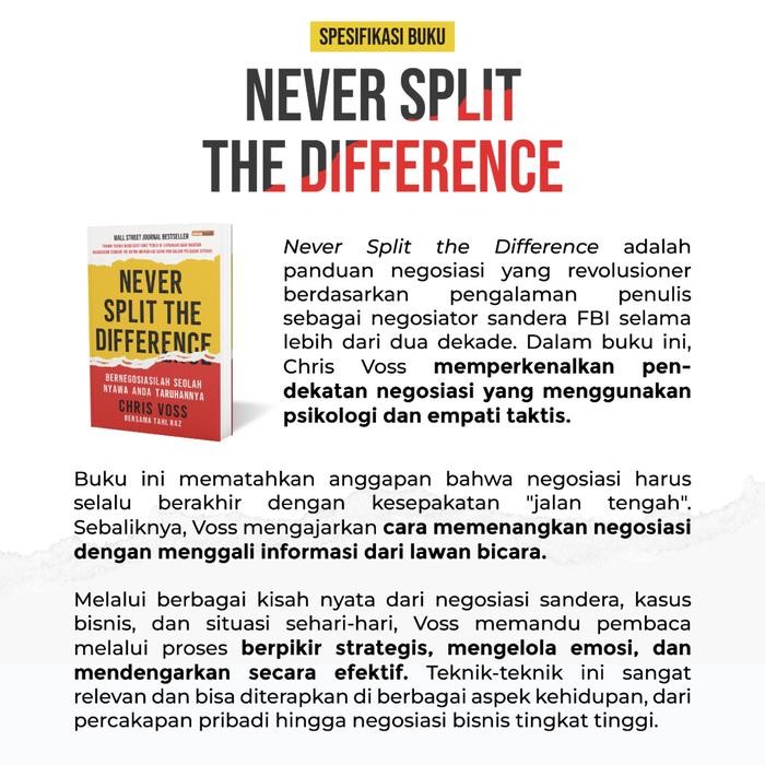 

SALE !!! RENEBOOK BUKU BISNIS NEVER SPLIT THE DIFFERENCE BERNEGOSIASILAH SEOLAH NYAWA ANDA