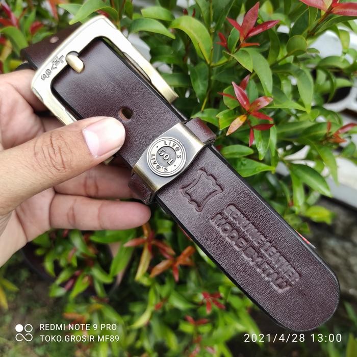 sabuk kulit asli pria 3 cm // sabuk kulit sapi 1 lapis *