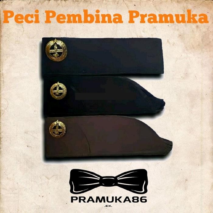Peci pembina Pramuka + pin (tanda topi) - Topi Peci Pramuka Pembina *