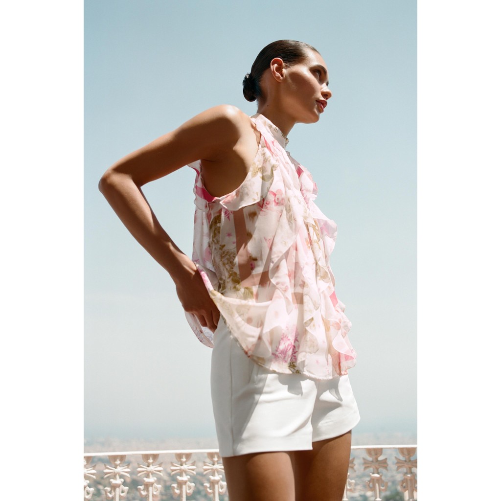 ZARA ATASAN RIMPEL MOTIF BUNGA-BUNGA