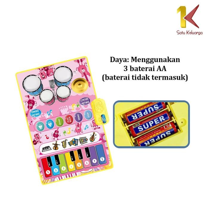 Sk M378 Mainan Edukasi Anak 2In1 Piano Drum Alat Musik Bersuara