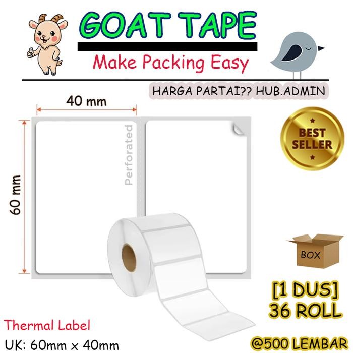 

Label Barcode Direct Thermal 60x40 [BOX] Sticker 60 x 40mm 500 Pcs