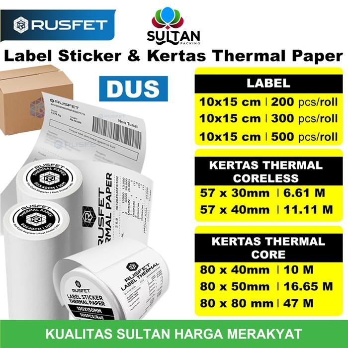 

Label Thermal Paper Sticker Kertas Printer Resi Stiker Barcode POS DUS