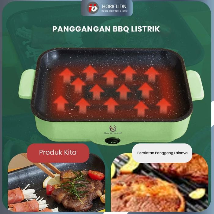 Sale Panggangan Multifungsi Bbq Elektrik Panci Pemanggang Anti Lengket Persegi Panjang Panci