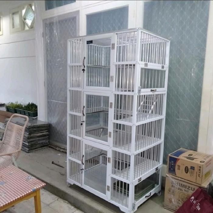 kandang kucing alumunium tingkat 3 putih Terlaris