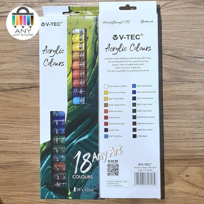

V-Tec Acrylic Colour Set 18 12Ml Cat Akrilik Type Vt-818/A