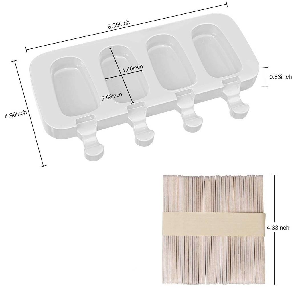 BARU popsicle silicone mold, 4 cavity popsicle molds, home DIY ice cream. Children's handmade cake, 