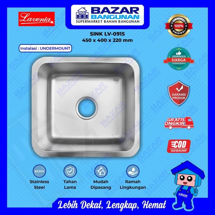 Lavenia - Kitchen Sink Wastafel Bak Cuci Piring Dapur LV 0915 Stainless Steel Undermount Toto Royal