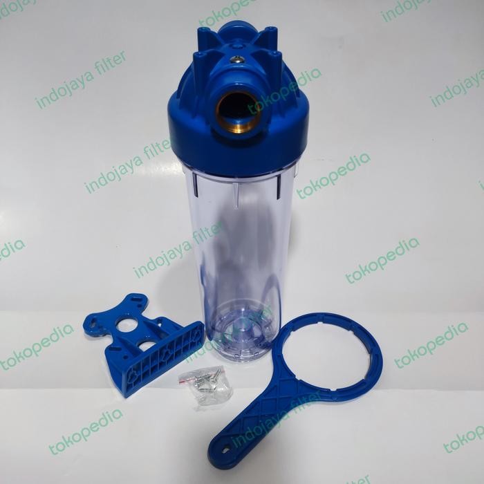 Tabung filter air 10 inch drat 3 4 clear dan blue housing filter *