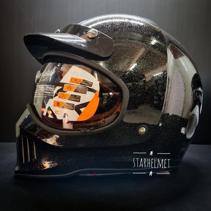 Helm Ink Trooper Solid Full Face Retro Klasik Original Pasti Ori
