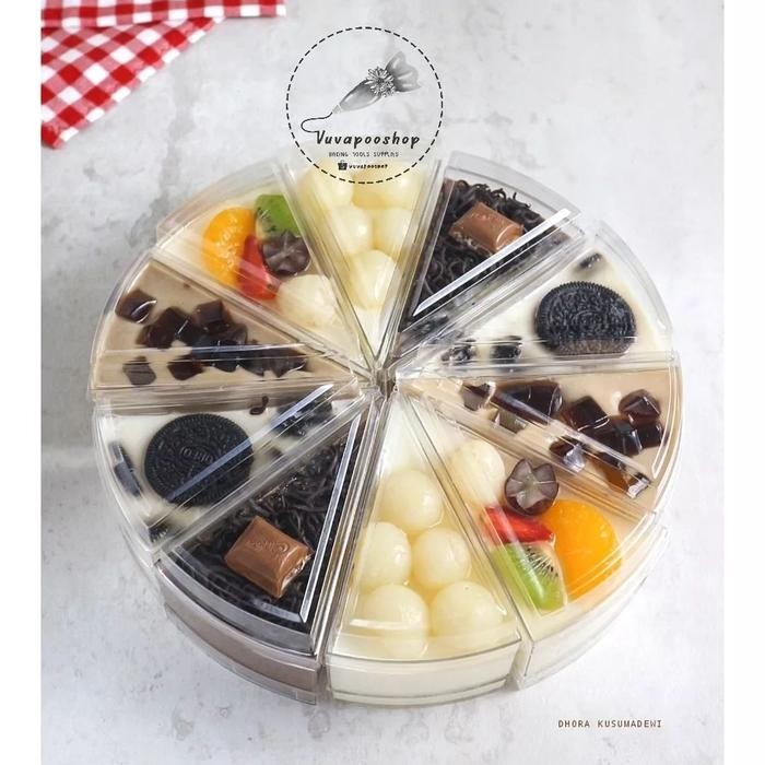 EN0Z Cup Puding Segitiga Isi 10Pcs Cup Puding Slice Cake Gelas Puding