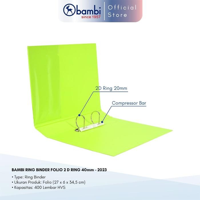 

Bisa E-Katalog! Bambi Ring Binder Folio 2 Ring Type D All Color Jumbo Size 40 Mm Original
