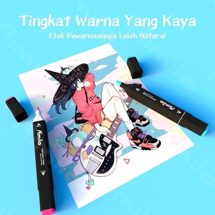 

Medan Aimilo Spidol Warna Warni 1 Set Sketch Marker 2 Tip Touch Marker 48/60/80 Warna Pasti Ori