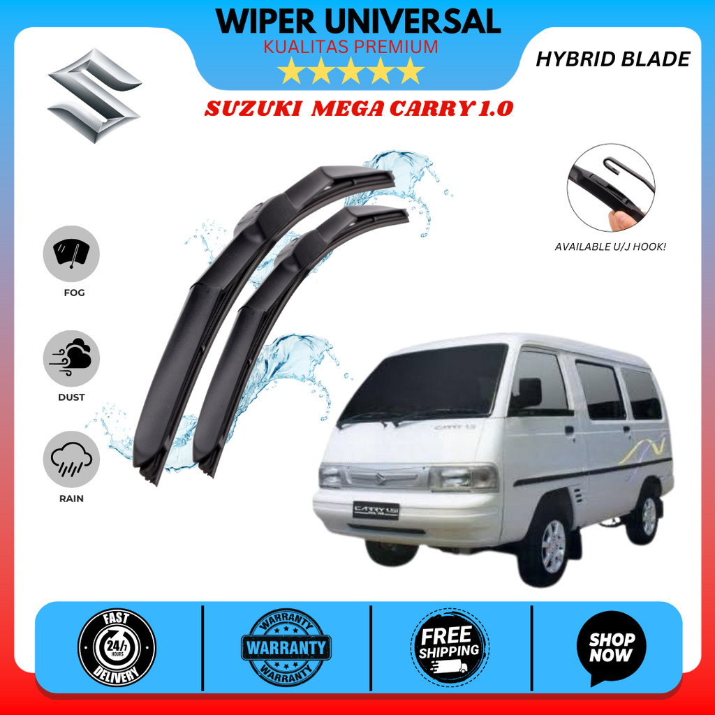 Wiper Hybrid Mobil Suzuki Carry 1.0 Kaca Depan Mobil Satu Pasang Kiri Kanan