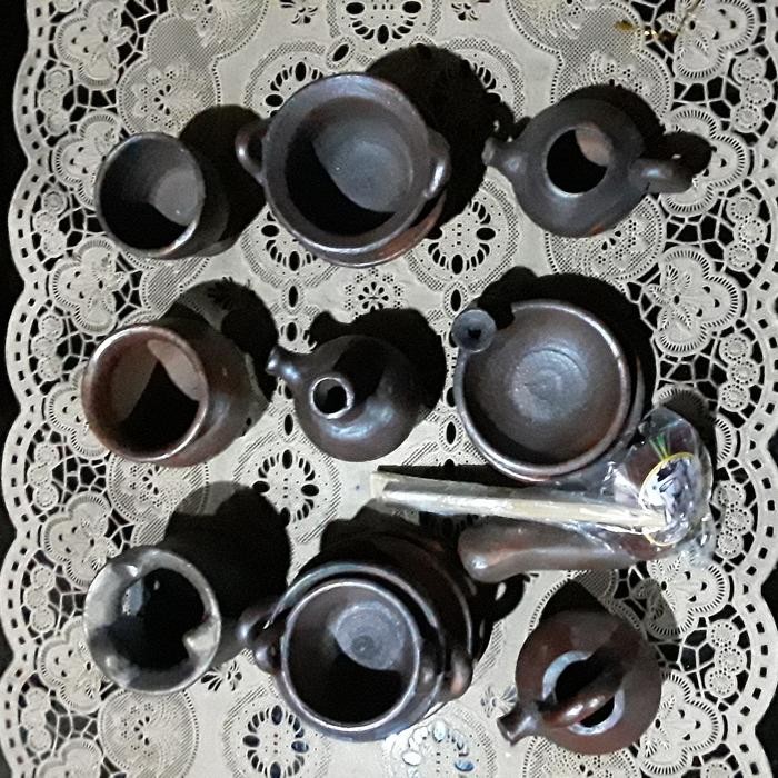 1 Set Alat Masak Pasaran Anak Gerabah Tanah Liat Mainan Tradisional