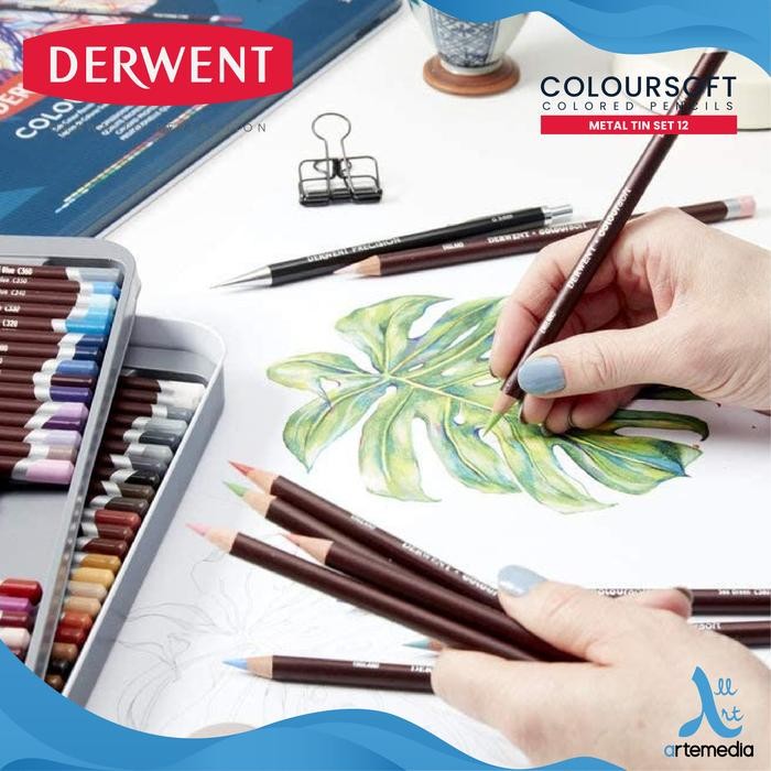 

Pensil Warna Derwent 12 Tin Coloursoft Color Pencil