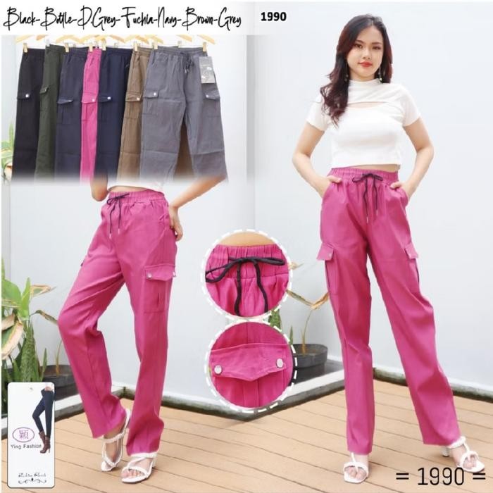 ASLI Celana Cargo Wanita Jumbo Bahan Stretch / Celana Panjang Wanita Cargo READY STOCK