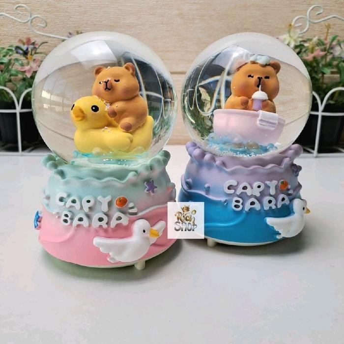 Snowball Kotak Musik Lampu Unicorn Bola Kaca Kristal Salju Snowglobe Waterball