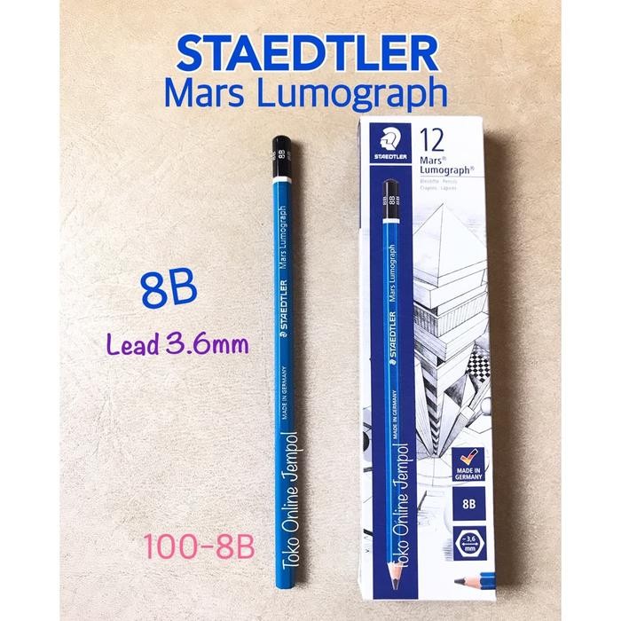 

I77W Atk0718St Biru 8B Mars Lumograph 100-8B 103999 Pensil Staedtler Sketch