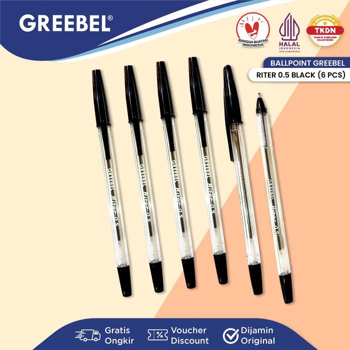 

X689 Greebel Ballpen Pulpen Pena (Riter 0.5 Black) / Alat Tulis Kantor Sekolah Anak
