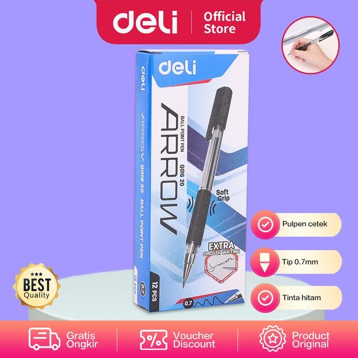 

X689 Deli Eq01620 Ballpoint Pen Gel / Pulpen Gel 0.7Mm Hitam 1 Box / 12 Pcs