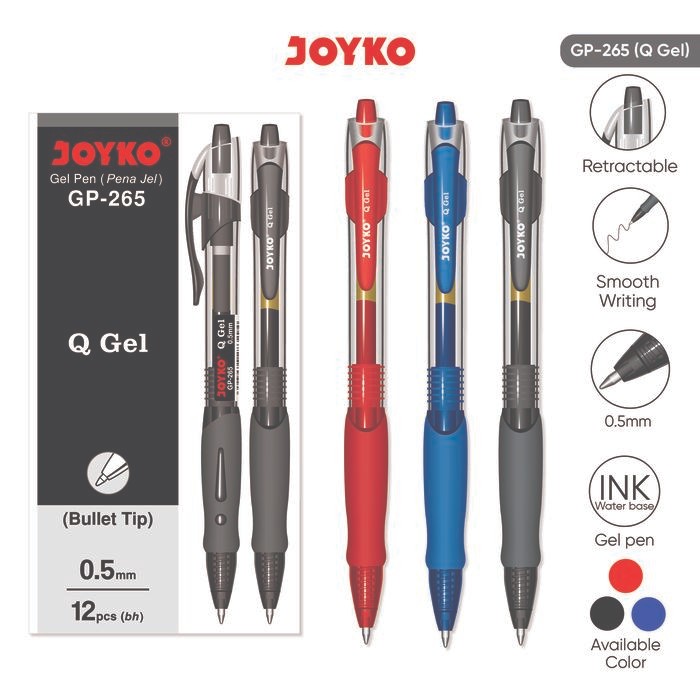 

X689 Joyko Pulpen Gel 1 Pack Gp-265 Q Gel 0.5Mm Isi 12 Pcs