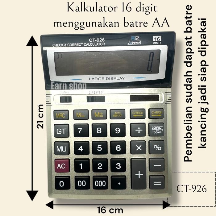 

X689 Kalkulator Ctz Besar Ct 926 16 Digit - Kalkulator Dagang Warung Besar / Kalkulator