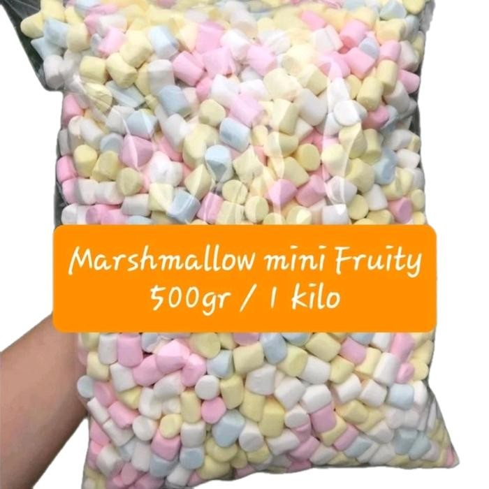 Marshmallow Mini Fruity 500gr / 1 Kilo - Putih & Pink - Snack untuk Sugar Glider - HALAL - Aman