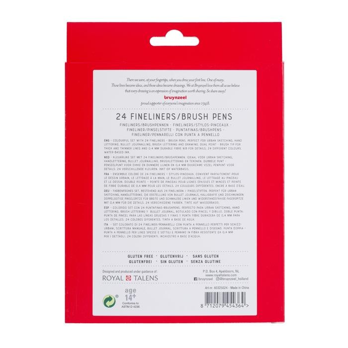 

BRUYNZEEL Fineliner/brush pen set 24 colours