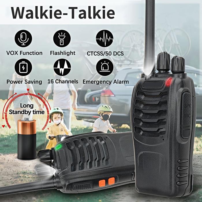 PATON 2Pcs Ht Walkie Talkie Jarak Jauh 10Km(Max) Baterai Ht Wlan Uhf 16 Saluran Waterproof