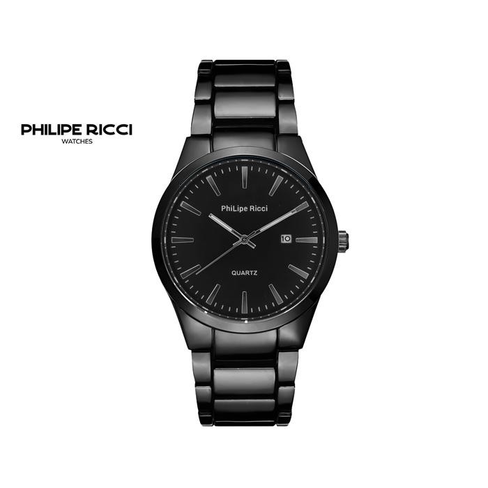 PhiLipe Ricci Jam Tangan Pria Rantai Hitam 100% Ori Business Analog Simple Modern 6099 Men Watches
