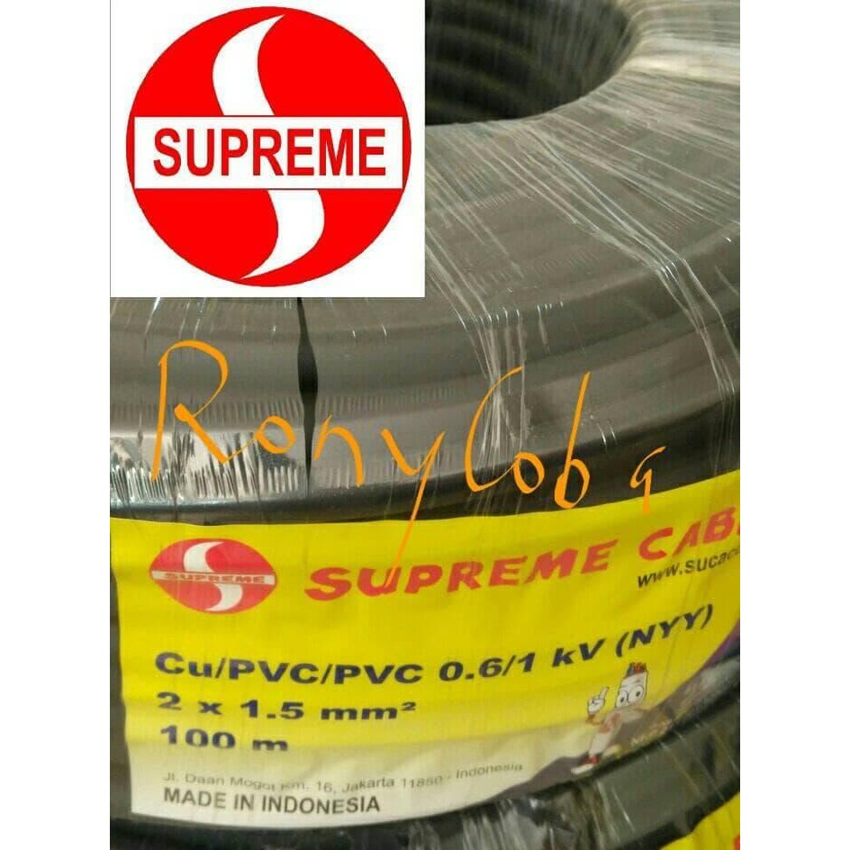 NYY 2X1,5 MM SUPREME (HITAM KAWAT) NYY 2 X 1,5 MM SUPREME @100M