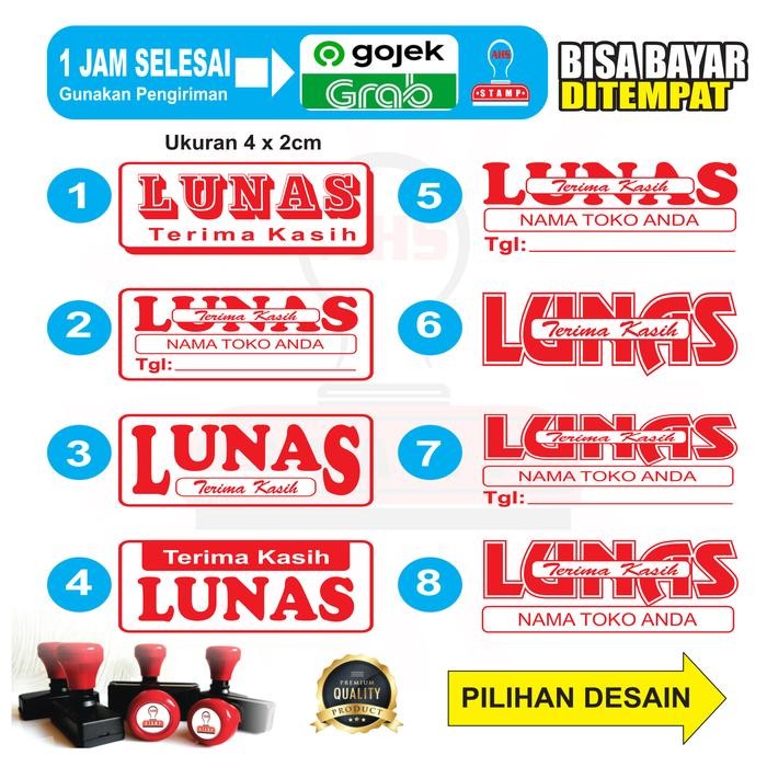 

5WUM Stempel Lunas/Tanggal/Nama /Bisa Desain Custom Tinta