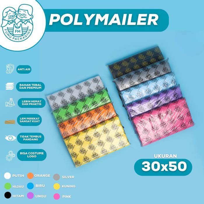 

5WUM Fumu Kantong Plastik Packing Polymailer Olshop 30X50Cm Isi 100Pcs Lem Kuat Anti Sobek