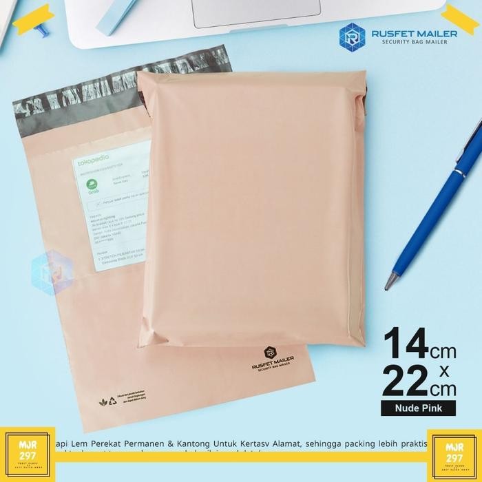 

5WUM Amplop Plastik Polymailer - Rusfet ( Nude Pink ) 14Cm X 22Cm