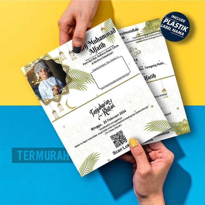 

5WUM Cod Termurah Undangan Khitanan Aqiqah Gusaran Termasuk Plastik & Label Foto Denah