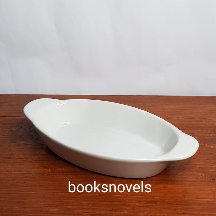 BSKU Mangkok Banana Split Bowl Dish Keramik Siera Putih Porcelain Oval Saji