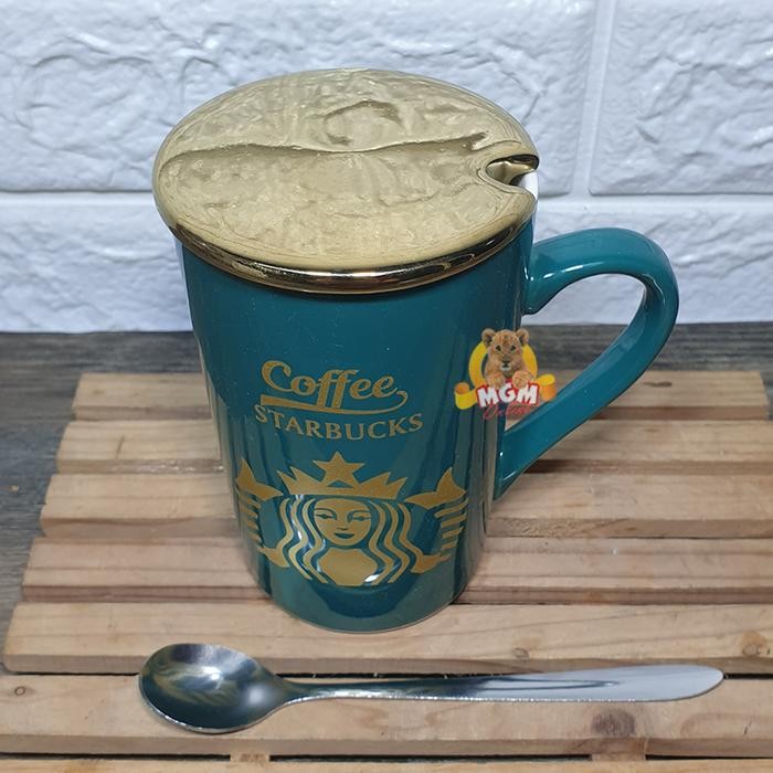 N6VA Gelas Starbucks Keramik 370Ml Mug Starbucks Free Tutup & Sendok